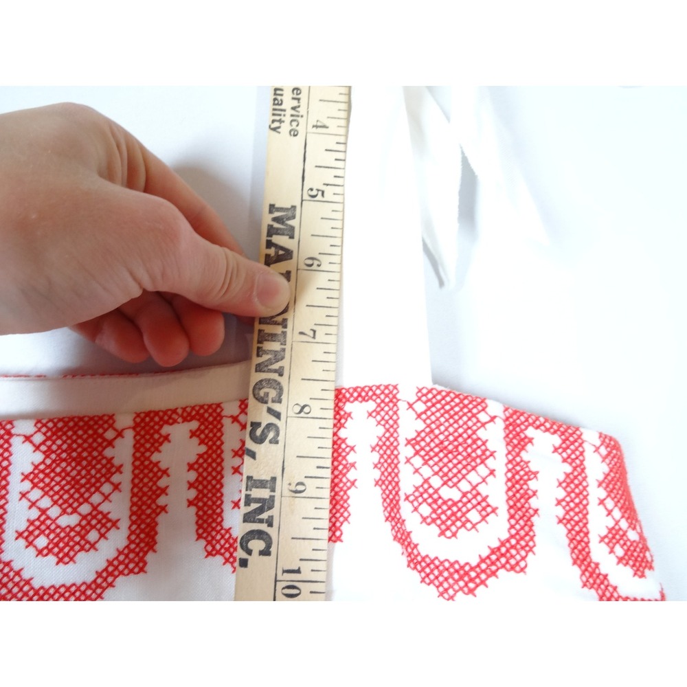 Milly Embroidered Linen Top Womens Small White Red Boho Folk Cami Festival - Picture 5 of 9